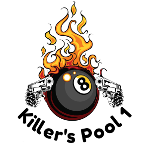 Logo boule 8 enflammée avec texte Killer's Pool 1